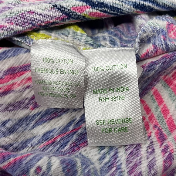 Lilly Pulitzer Scarlet Macaw Bonita Coverup V-Neck Cotton Tee Dress Size Large - Picture 8 of 10